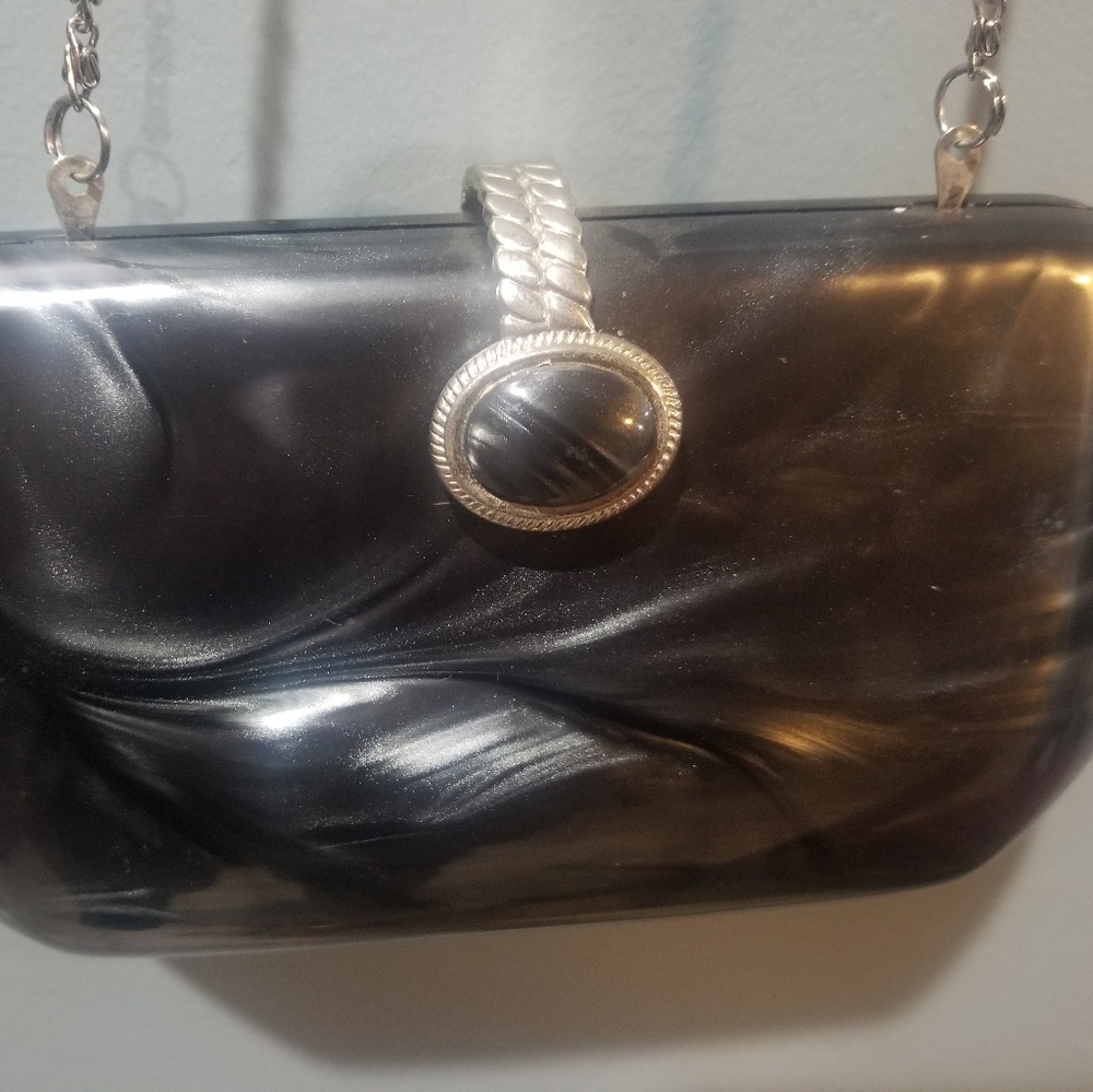 Vintage Stephanie grey marble lucite purse